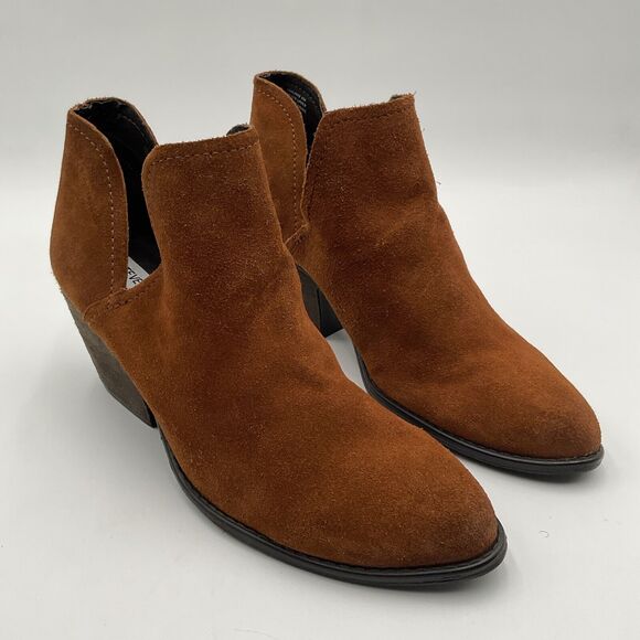 Steve Madden‎ Adelphie Ankle Boots Women's 9 M Brown Suede V-Cut Western Booties - Picture 1 of 16